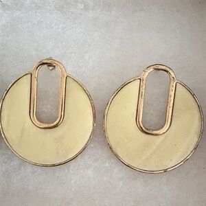 Pearlized Enamel Hoop Drop Earrings
